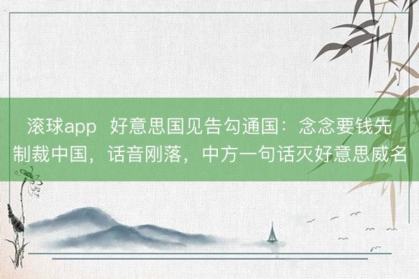 滚球app  好意思国见告勾通国：念念要钱先制裁中国，话音刚落，中方一句话灭好意思威名