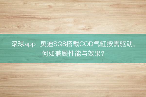 滚球app  奥迪SQ8搭载COD气缸按需驱动，何如兼顾性能与效果？