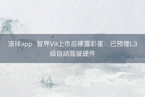 滚球app  智界V9上市后裸露彩蛋：已预埋L3级自动驾驶硬件