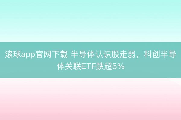 滚球app官网下载 半导体认识股走弱，科创半导体关联ETF跌超5%