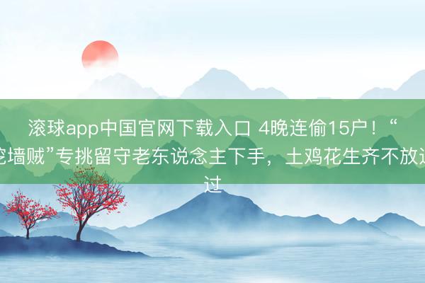 滚球app中国官网下载入口 4晚连偷15户！“挖墙贼”专挑留守老东说念主下手，土鸡花生齐不放过