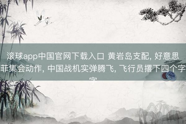 滚球app中国官网下载入口 黄岩岛支配， 好意思菲集会动作， 中国战机实弹腾飞， 飞行员撂下四个字