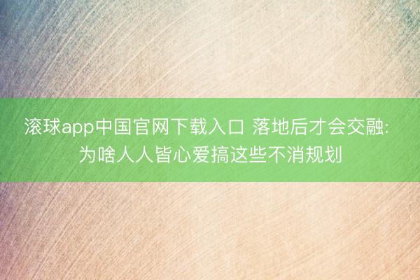 滚球app中国官网下载入口 落地后才会交融: 为啥人人皆心爱搞这些不消规划