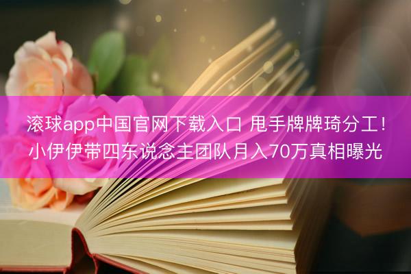 滚球app中国官网下载入口 甩手牌牌琦分工！小伊伊带四东说念主团队月入70万真相曝光