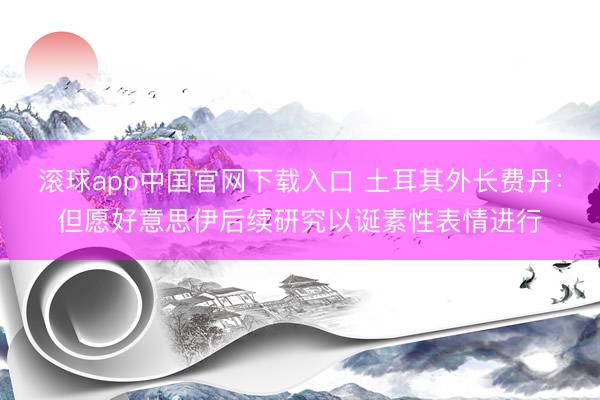 滚球app中国官网下载入口 土耳其外长费丹：但愿好意思伊后续研究以诞素性表情进行