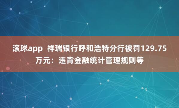 滚球app 祥瑞银行呼和浩特分行被罚129.75万元:违背金融统计管理规则等